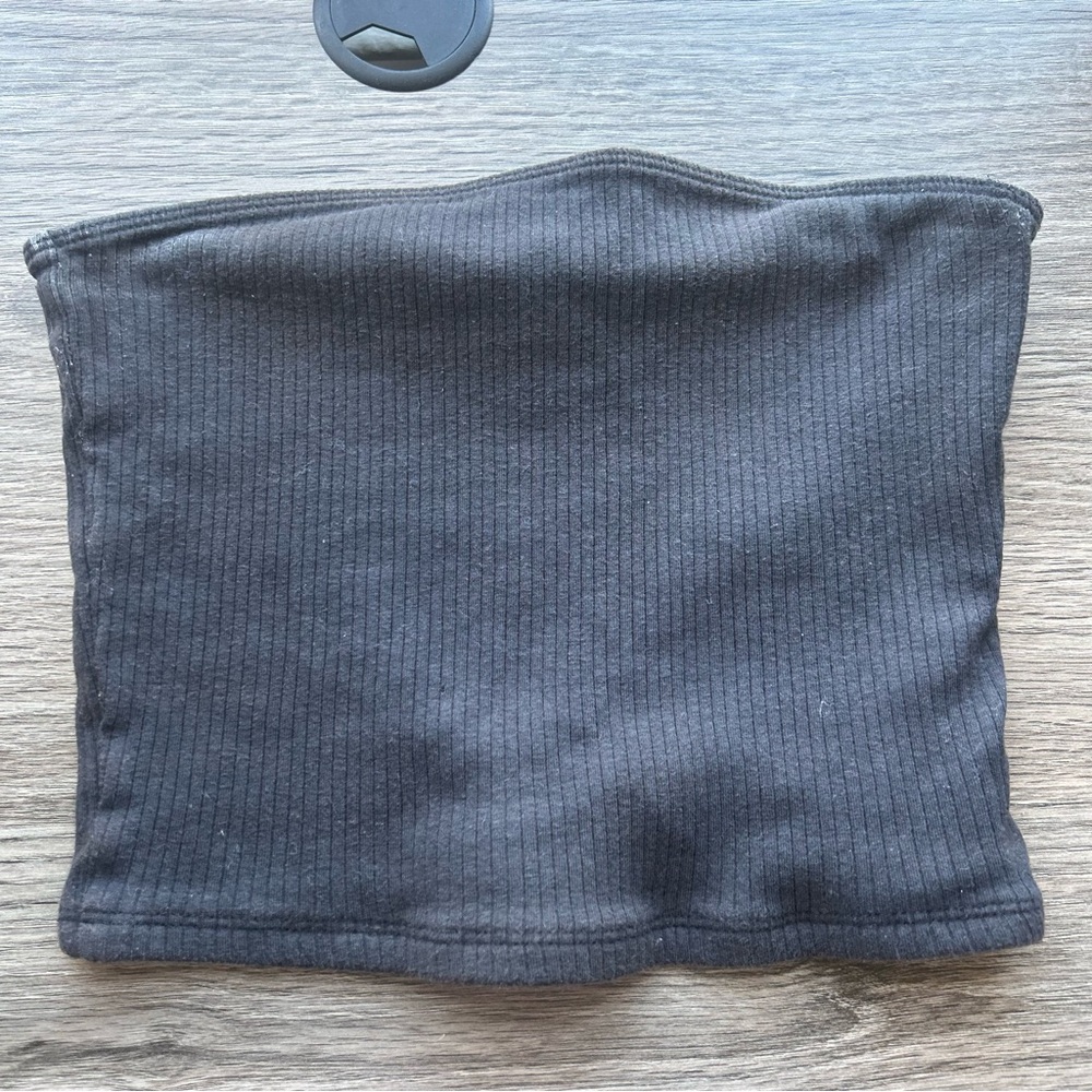 Hollister Black Ribbed Crop Tube Top